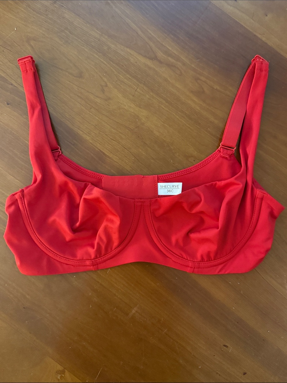 SheCurve Seamless Unlined Underwire Balconette Bra Red 36C. NWOT